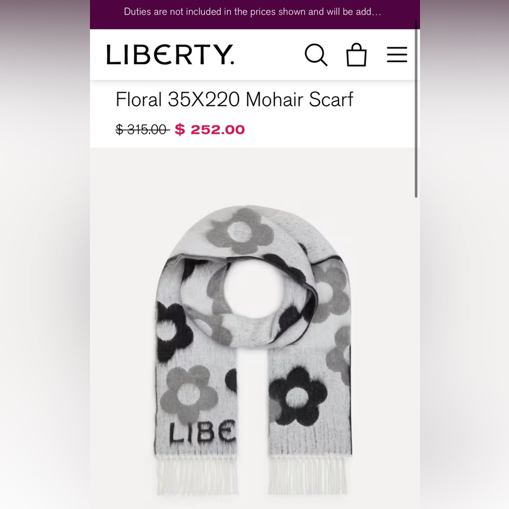 Liberty of London Black and Gray Floral Mohair Scarf